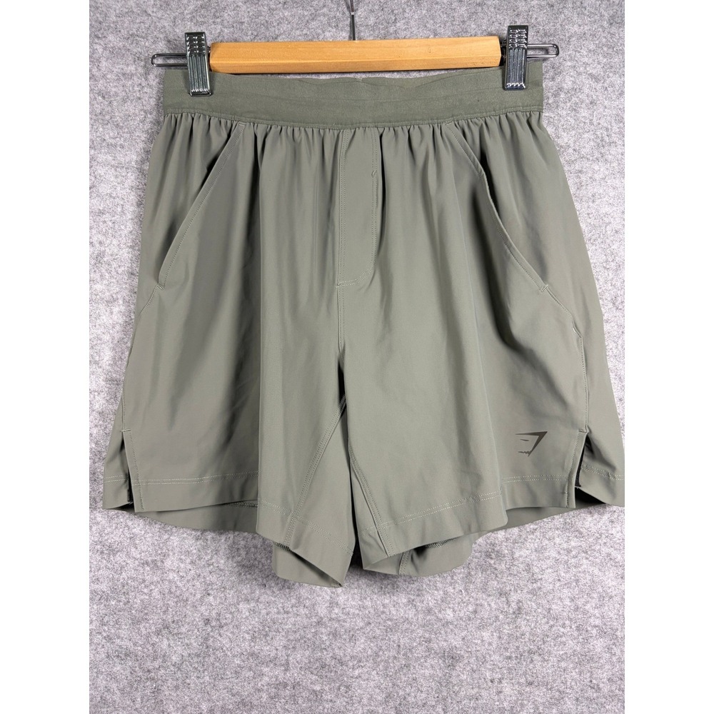 Gymshark‎ Womens XS Olive Green Athletic Training Shorts Elastic Waist Pockets